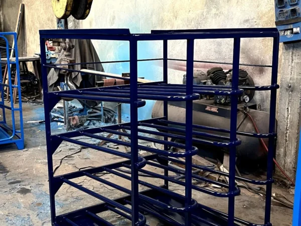 Carro Metalico Azul De Almacenamiento Industrial